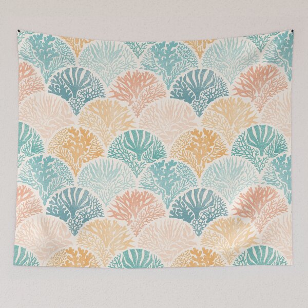 Item preview, Bohemian Coastal Coral Block Print Deco  designed and sold by Perrin Le Feuvre.