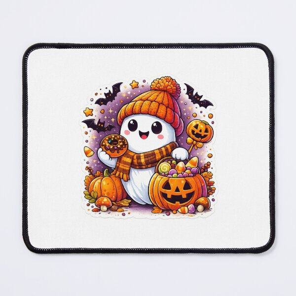 Item preview, Cute Halloween Ghost Sticker PNG | Kawaii Ghost with Candy Pumpkin Bucket | Autumn Fall Cartoon | Transparent PNG designed and sold by ashwin131.