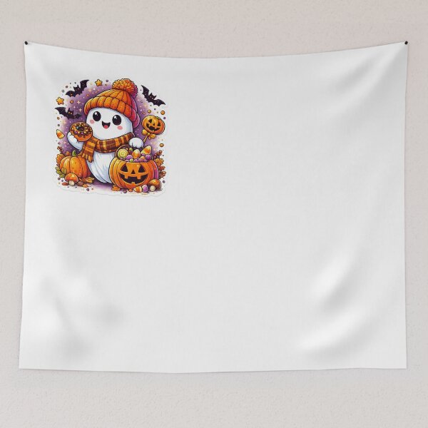 Item preview, Cute Halloween Ghost Sticker PNG | Kawaii Ghost with Candy Pumpkin Bucket | Autumn Fall Cartoon | Transparent PNG designed and sold by ashwin131.