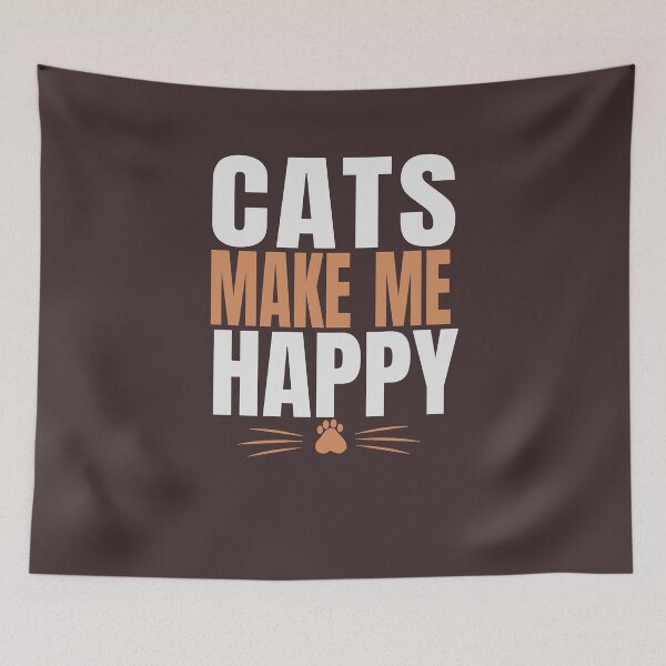 Item preview, Cats Make Me Happy Typography Cat Lover T-Shirt designed and sold by HeartAndArtShop.