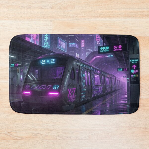 Item preview, Cyberpunk Train at Neon Station Platform designed and sold by Pioneer Spirit Market.