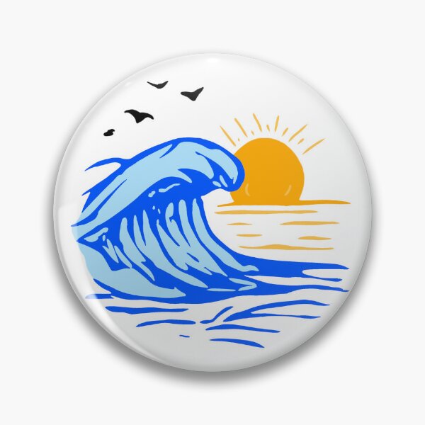 Item preview, Sketch Retro Ocean Wave Sunset Minimalist Beach Art designed and sold by muhammadkhafidh.