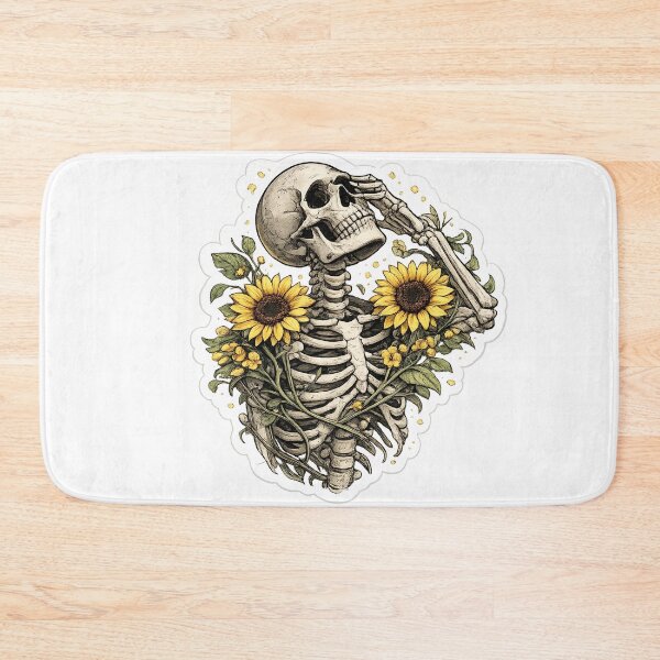 Item preview, Botanical Skeleton with Sunflowers Sticker designed and sold by KreativeSpace.