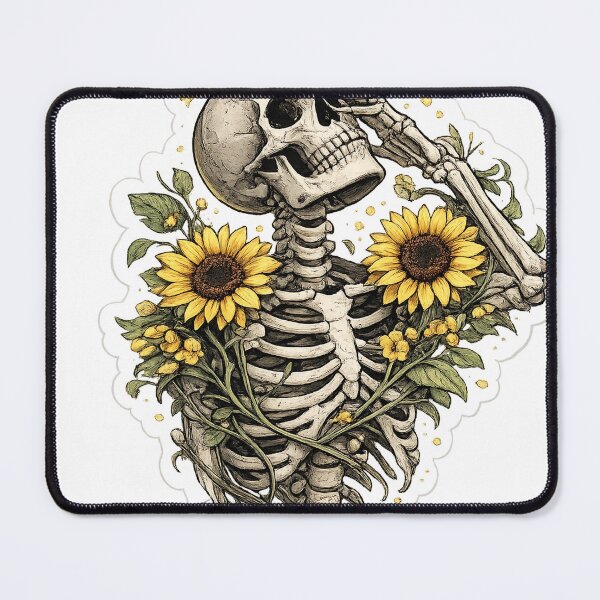 Item preview, Botanical Skeleton with Sunflowers Sticker designed and sold by KreativeSpace.