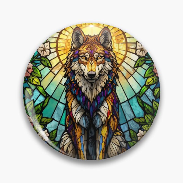 Item preview, Stained Glass Wolf Wall Art | Colorful Wildlife Suncatcher Printable designed and sold by Velmart.