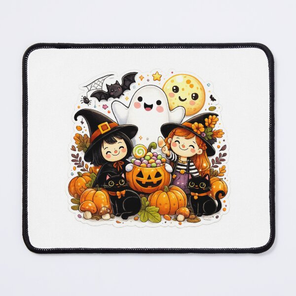 Item preview, Cute Halloween Kids & Ghost Sticker PNG | Kawaii Witch Girls with Pumpkins | Autumn Cartoon | Transparent PNG designed and sold by ashwin131.