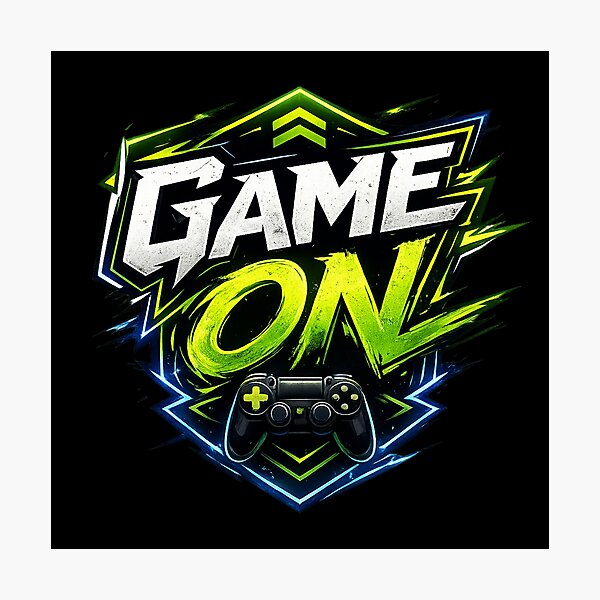Item preview, GAME ON Neon Gaming Logo Sticker | Retro Arcade Esports Design designed and sold by Nusha Creations.