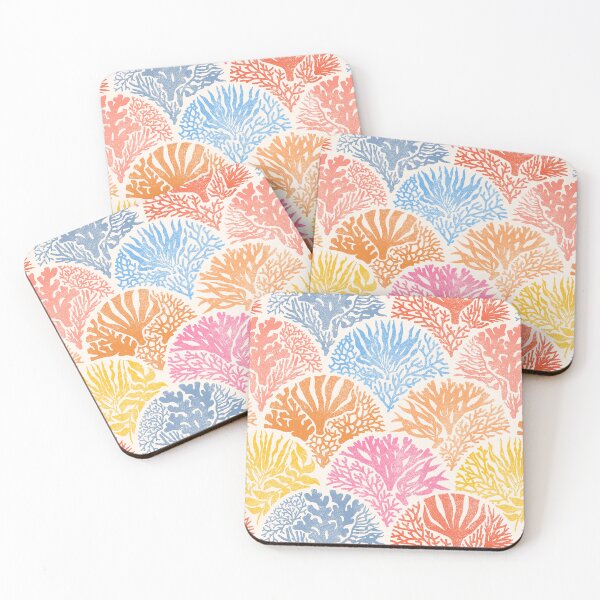 Item preview, Colorful Coastal Coral Block Print Deco  designed and sold by Perrin Le Feuvre.