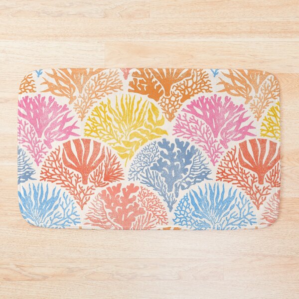 Item preview, Colorful Coastal Coral Block Print Deco  designed and sold by Perrin Le Feuvre.