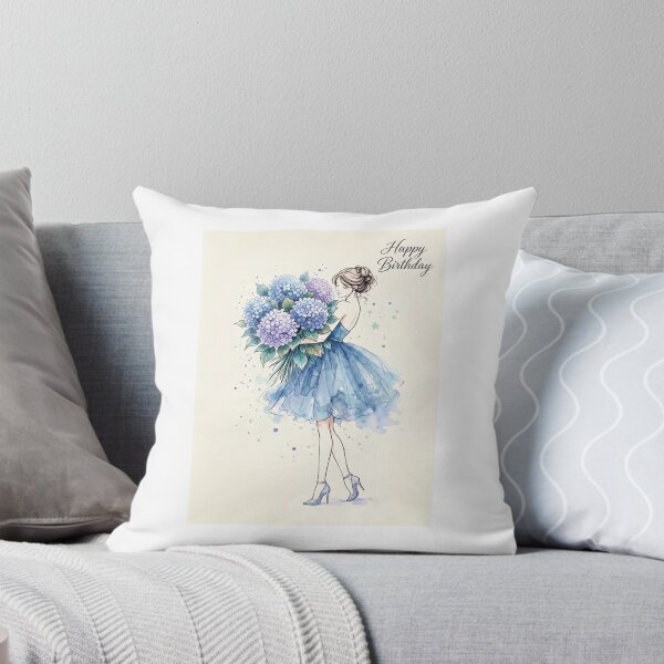 Item preview, Pretty girl in dress with purple flowers wishing a happy birthday  designed and sold by carlsmart1.