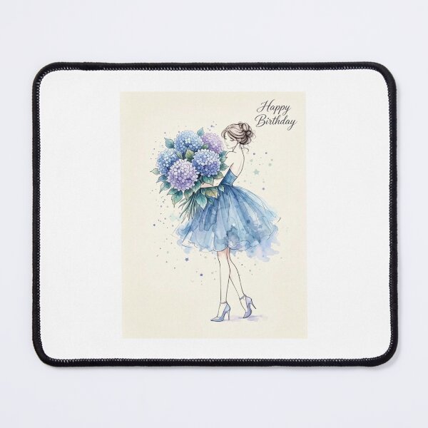 Item preview, Pretty girl in dress with purple flowers wishing a happy birthday  designed and sold by carlsmart1.