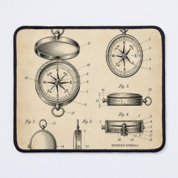 Artikelvorschau, Vintage Compass Patent T-Shirt | Antique Blueprint Engineering Tee entworfen und verkauft von SunnyDesign82.