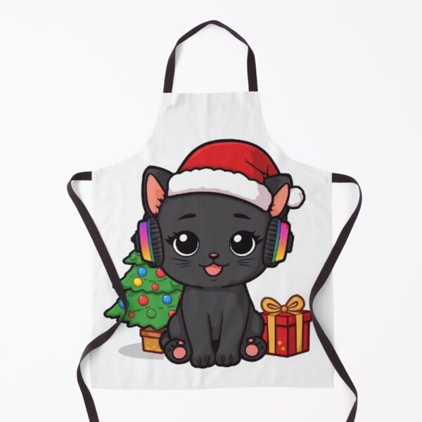 Item preview, Cute Christmas Gamer Cat Kawaii Sticker | Black Kitten with RGB Headphones designed and sold by Stylestickers55.
