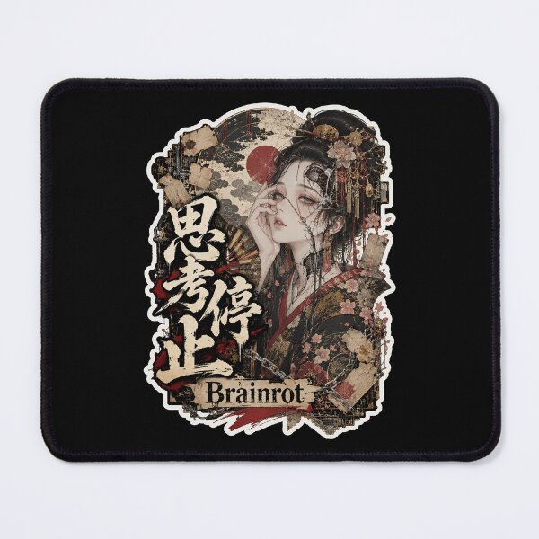 Item preview, Brainrot Japanese Kanji Art (思考停止) - Dark Cyber Geisha Aesthetic designed and sold by Japan-kanji-ya.