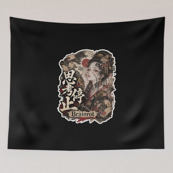 Item preview, Brainrot Japanese Kanji Art (思考停止) - Dark Cyber Geisha Aesthetic designed and sold by Japan-kanji-ya.
