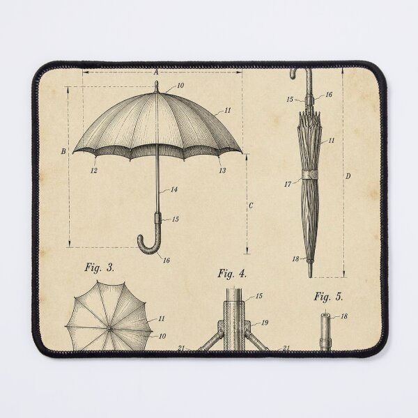 Item preview, Vintage Umbrella Patent T-Shirt | Antique Blueprint Engineering Tee designed and sold by SunnyDesign82.