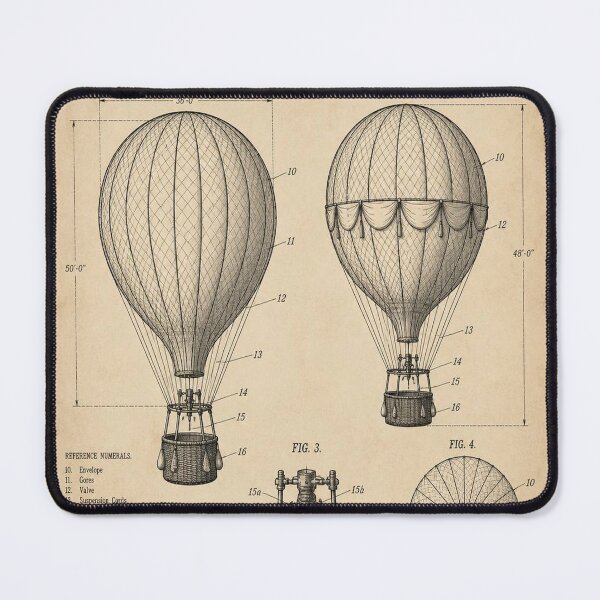 Item preview, Vintage Hot Air Balloon Patent T-Shirt | Antique Blueprint Engineering Tee designed and sold by SunnyDesign82.
