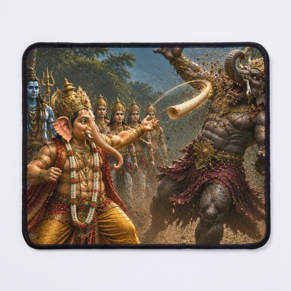 Item preview, Lord Ganesha Defeats Gajamukhasura Series – The Divine Sacrifice. The Broken Tusk – Lord Ganesha's Divine Sacrifice designed and sold by Homyar.