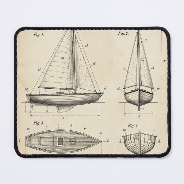 Item preview, Vintage Sailboat Patent T-Shirt | Antique Blueprint Engineering Tee designed and sold by SunnyDesign82.