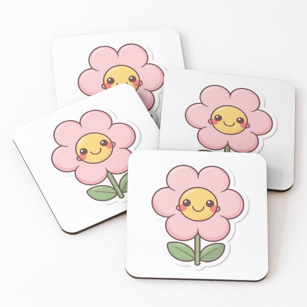 Item preview, Cute Kawaii Smiley Pink Flower Sticker – Pastel Aesthetic designed and sold by Lu7u.