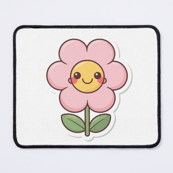 Item preview, Cute Kawaii Smiley Pink Flower Sticker – Pastel Aesthetic designed and sold by Lu7u.