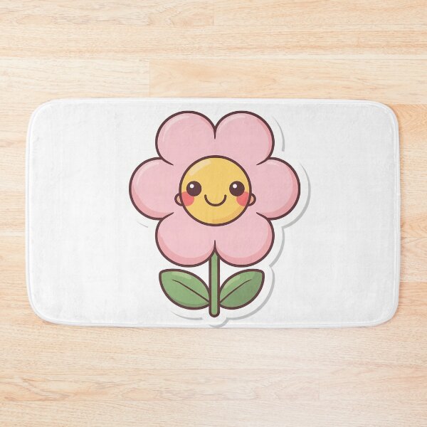 Item preview, Cute Kawaii Smiley Pink Flower Sticker – Pastel Aesthetic designed and sold by Lu7u.
