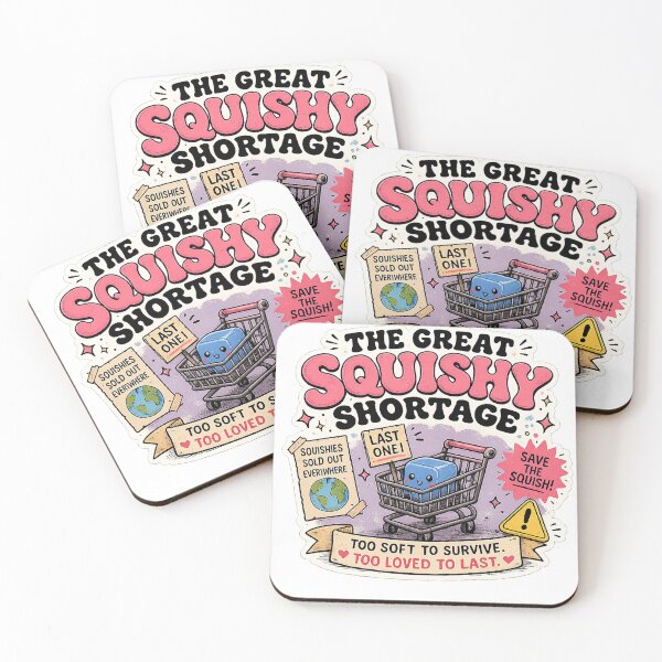 Item preview, The Great Squishy Shortage | Funny Retro Kawaii Cartoon | Cute Blue Cube Meme designed and sold by lukes designs.