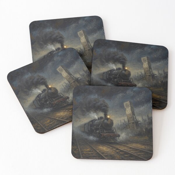 Item preview, Mysterious Steam Train at Night Oil Painting designed and sold by Pioneer Spirit Market.
