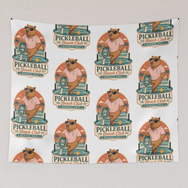 Item preview, Funny Capybara Pickleball Beach Club Sticker designed and sold by mo-carnival.