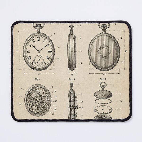 Item preview, Vintage Pocket Watch Patent T-Shirt | Antique Blueprint Engineering Tee designed and sold by SunnyDesign82.