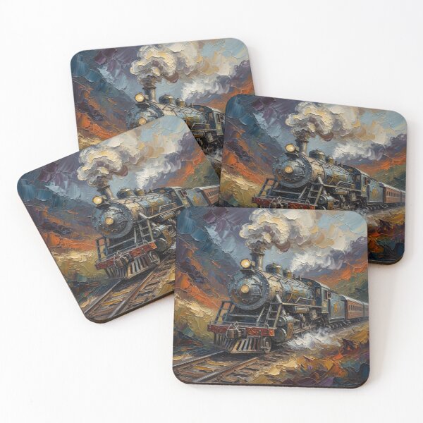 Item preview, Steam Locomotive in Dramatic Landscape Oil Painting designed and sold by Pioneer Spirit Market.