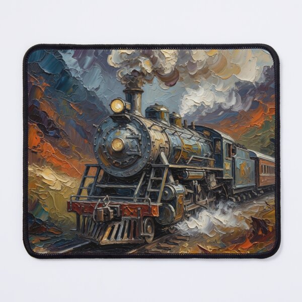Item preview, Steam Locomotive in Dramatic Landscape Oil Painting designed and sold by Pioneer Spirit Market.