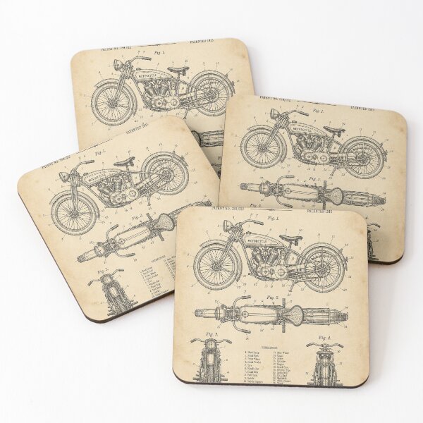 Item preview, Vintage Motorcycle Patent T-Shirt | Antique Blueprint Engineering Tee designed and sold by SunnyDesign82.