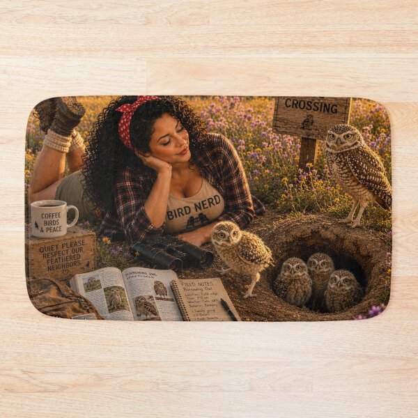 Item preview, Bird Nerd Pin-Up: Burrowing Owl Family designed and sold by Kimberly Palmer.
