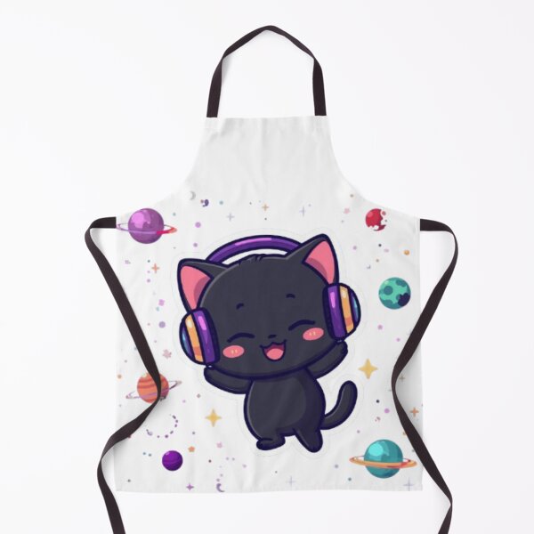 Item preview, Cute Galaxy Gamer Cat Kawaii Sticker | Black Kitten with RGB Headphones designed and sold by Stylestickers55.