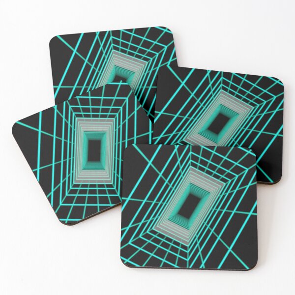 Item preview, Cyan Rectangular Wireframe Tunnel with Cells designed and sold by Electric Shock!! Design.