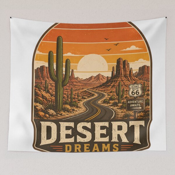 Item preview, Desert Dreams Vintage Route 66 Road Trip Badge designed and sold by AVINN-SENPAI.
