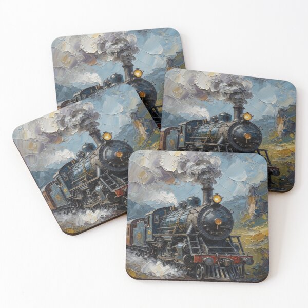 Item preview, Steam Locomotive in Mountainous Landscape Oil Painting designed and sold by Pioneer Spirit Market.