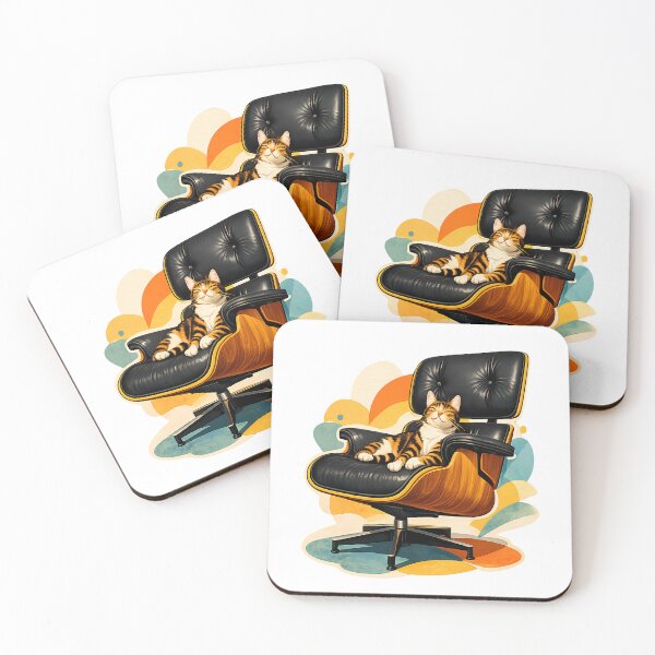 Item preview, Mid Century Modern Cat Art – Retro Lounge Chair Atomic Interior designed and sold by REDAMONDShop.