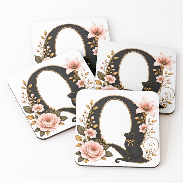 Item preview, Floral Letter Q with Black Cat | Elegant Botanical Monogram | Vintage Alphabet Initial designed and sold by MoodLay.