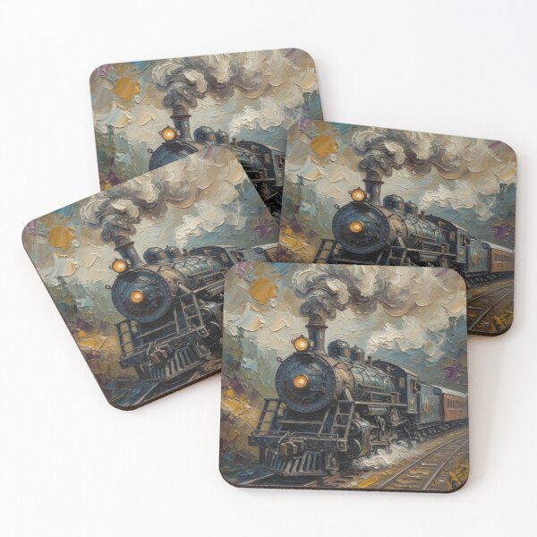 Item preview, Steam Locomotive in Dramatic Landscape Oil Painting designed and sold by Pioneer Spirit Market.