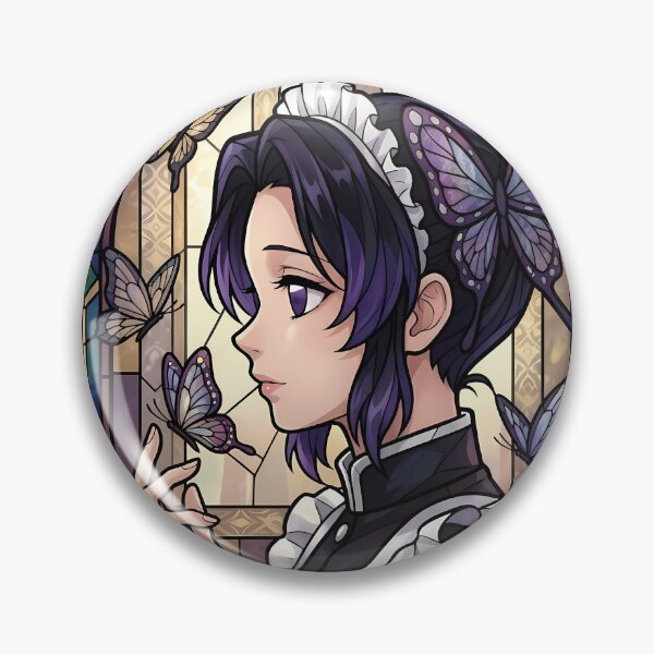 Item preview, Shinobu Kocho Demon Slayer Butterfly Maid Stained Glass Window Portrait designed and sold by mildaclairmo.