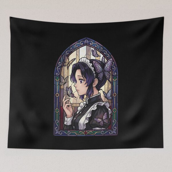 Item preview, Shinobu Kocho Demon Slayer Butterfly Maid Stained Glass Window Portrait designed and sold by mildaclairmo.