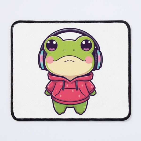 Item preview, Cute Strawberry Gamer Frog Kawaii Sticker | Adorable Frog with RGB Headphones designed and sold by Stylestickers55.