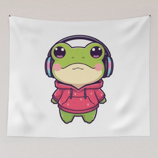 Item preview, Cute Strawberry Gamer Frog Kawaii Sticker | Adorable Frog with RGB Headphones designed and sold by Stylestickers55.