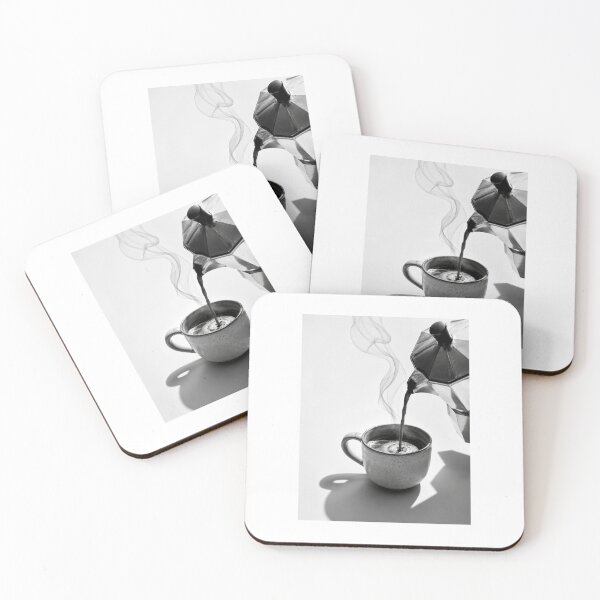 Item preview, Monochrome Coffee Pour Fine Art – Modern Kitchen Decor Canvas designed and sold by marianka91.