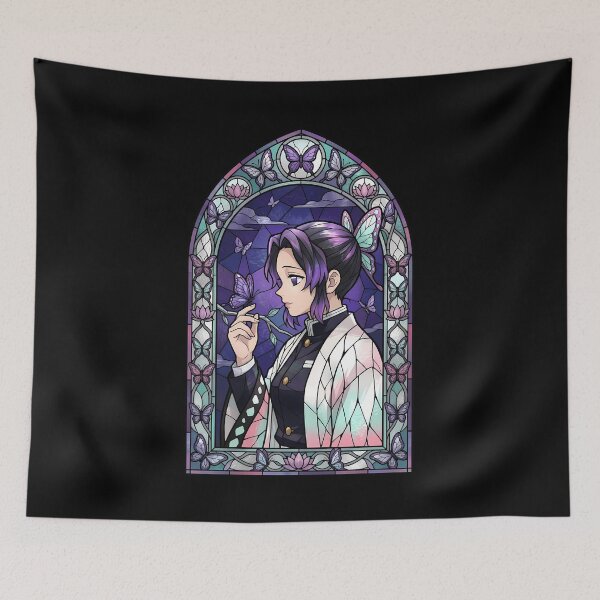 Item preview, Shinobu Kocho Demon Slayer Moonlit Butterfly Garden Stained Glass designed and sold by mildaclairmo.