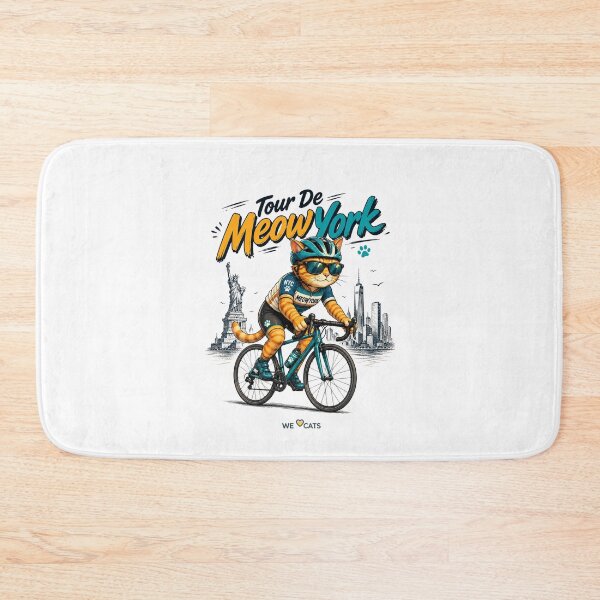 Item preview, Tour De MeowYork - Cute 'n' Funny Cycling Cat - Summer Sticker designed and sold by WeLoveCatss.