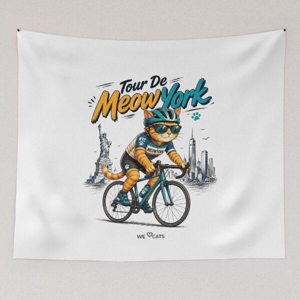 Item preview, Tour De MeowYork - Cute 'n' Funny Cycling Cat - Summer Sticker designed and sold by WeLoveCatss.
