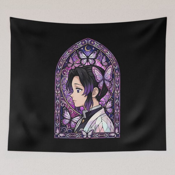 Item preview, Shinobu Kocho Demon Slayer Butterfly Moon Stained Glass designed and sold by mildaclairmo.